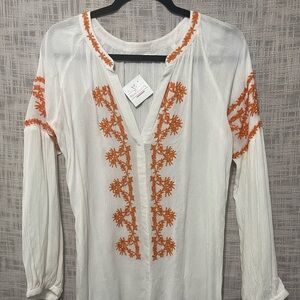 White embroidered top, bohemian embroidered shirt